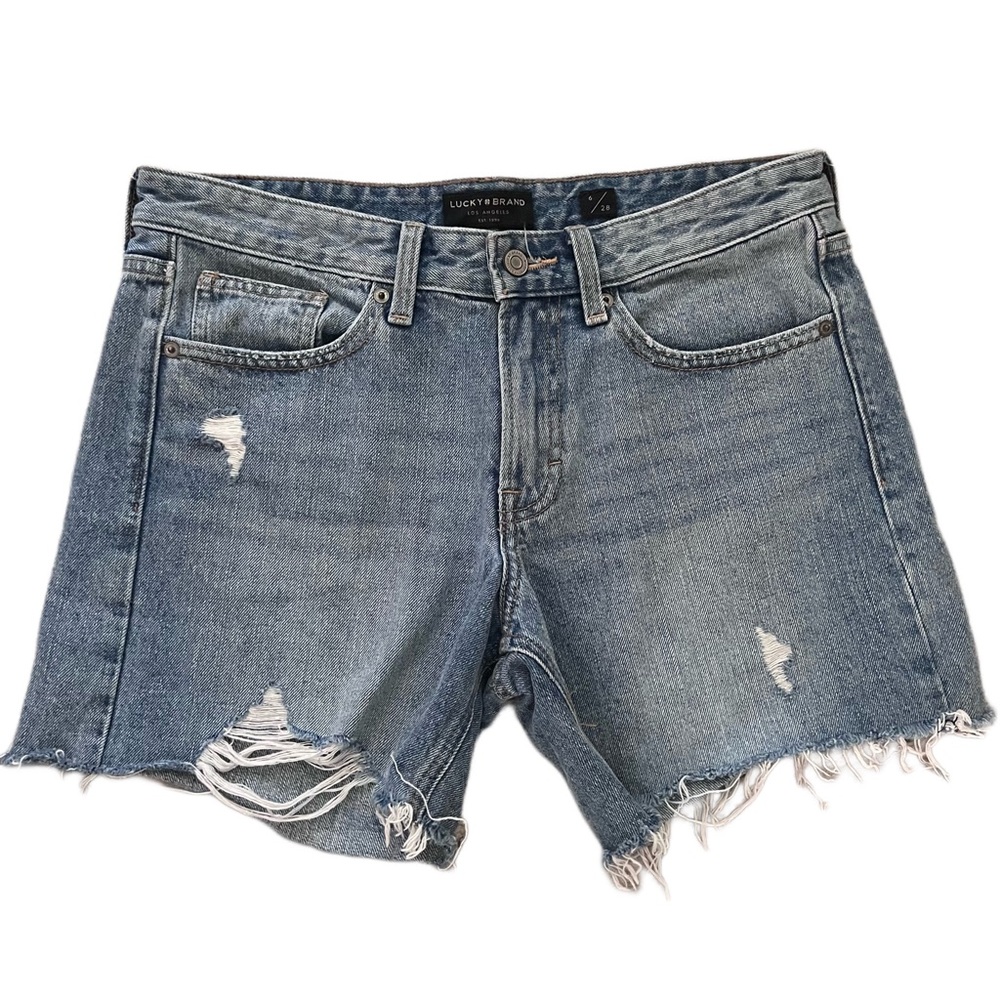 Lucky Brand - Blue Boyfriend Midi Non Stretch Denim Jean Shorts
